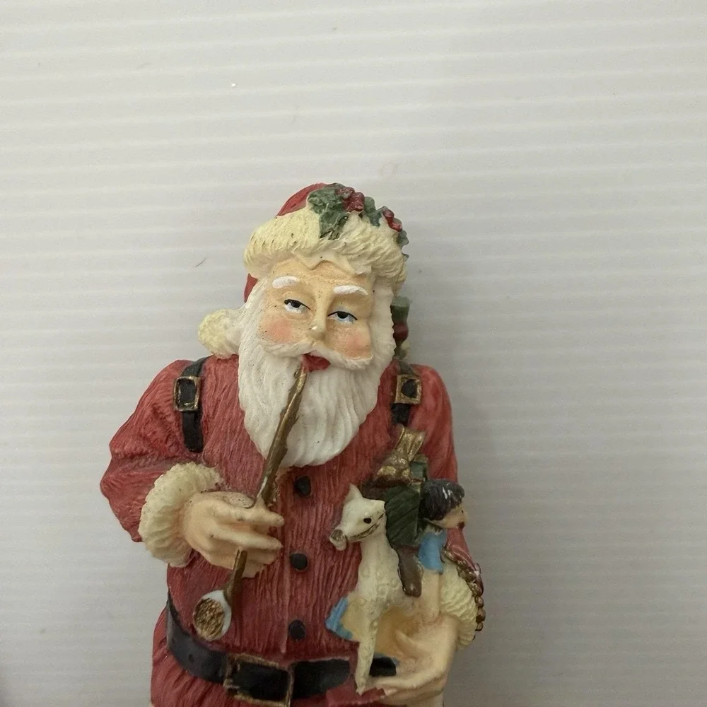 Vintage 1992 Santa By Chimney With Gift Sack Smoking Pipe Resin Figurine